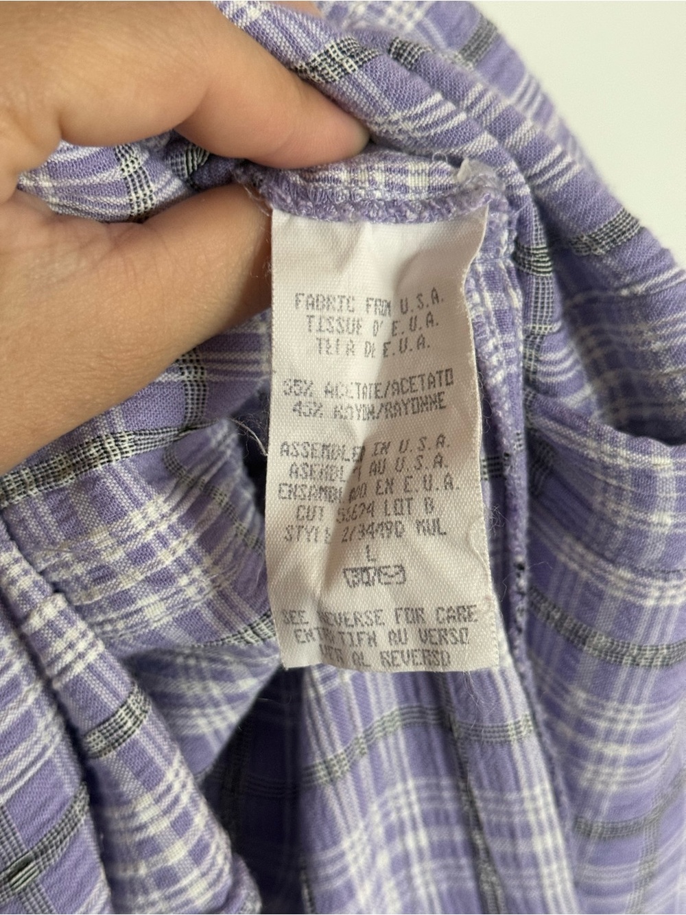 90s Lavender Button Up Plaid Dress - Picture 3 of 4